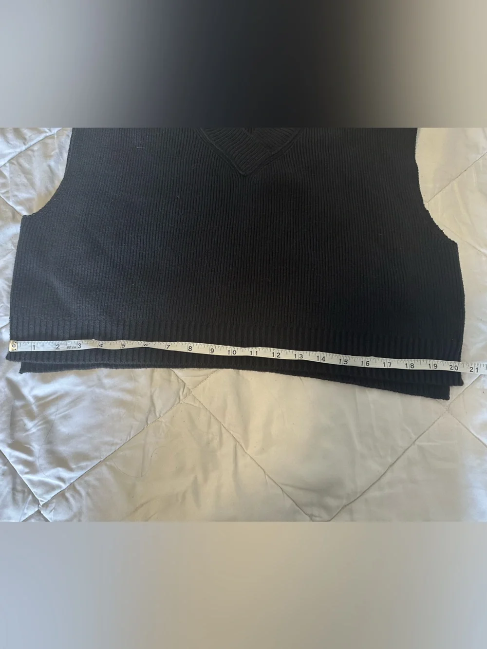 Free People Black Knit V-Neck Cropped Sweater Vest